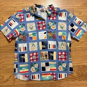 Vintage 1980s Act III Outdoor Gardening Floral Button Down Shirt Women’s XL